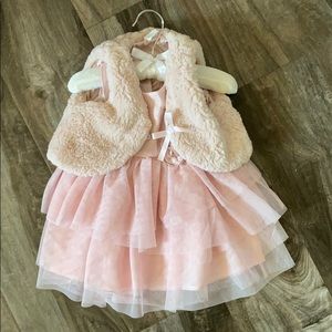 Pink tulle skirt dress with vest